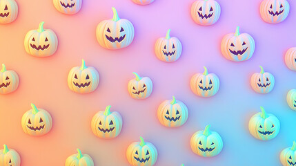 Sanfter Halloween-Hintergrund in Pastelltönen. Regenbogenfarben treffen auf gruselige Motive. Niedlicher, moderner Hintergrund festliches Design. Ideal für Kinder-Events, Dekorationen, Social Media