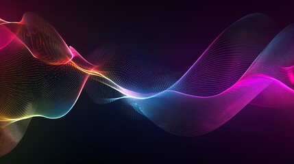 Fototapeta premium Abstract colorful glowing waves on a black background.
