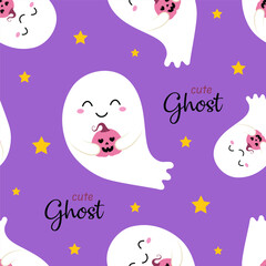halloween seamless pattern cute ghost