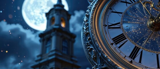 Obraz premium Time's Passage Under the Moonlight