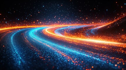 Abstract Blue and Orange Light Trails