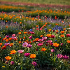 Field with beautiful flowers