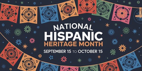 Fototapeta premium National Hispanic Heritage Month Celebration September to October 2024, banner decorative with bold colors