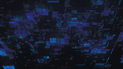 Abstract digital binary code flowing on dark background. Network connection structure. High information technology. Digital sci-fi background. Vector illustration.