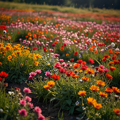 Obraz premium Field with beautiful flowers