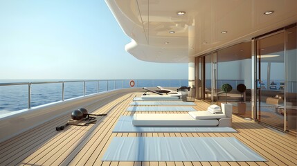 Luxury Yacht Deck with Ocean View Relaxing on a Modern Yacht