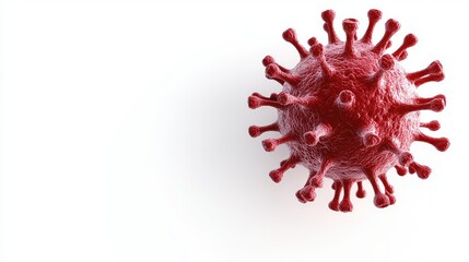 Virus cell in 3D, isolated on a white background with space for text.