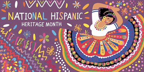 National Hispanic Heritage Month Celebration September to October 2024, banner decorative with bold colors