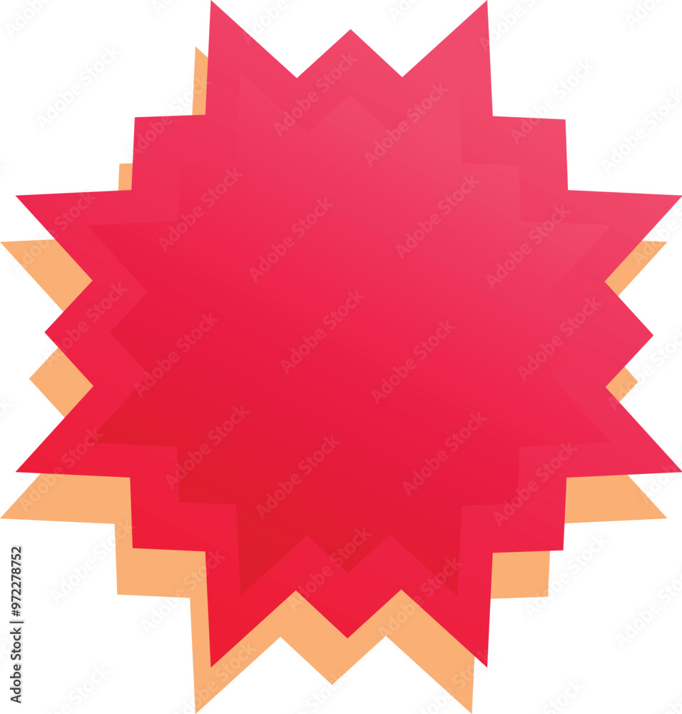 Poster spiky gradient red star shape is layered over another creating a three dimensional effect