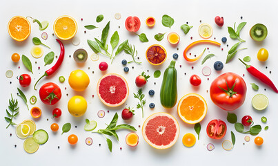 vegetable and fruits photo or illustrator on white background
