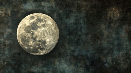 A large, illuminated moon against a textured dark background, evoking a serene atmosphere.