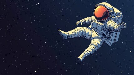 A lone astronaut floats in space surrounded by stars.