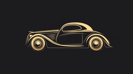 Fototapeta premium Classic golden car on a black background.