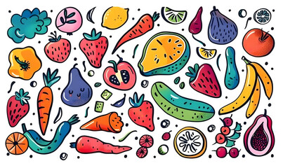 vegetable and fruits photo or illustrator on white background