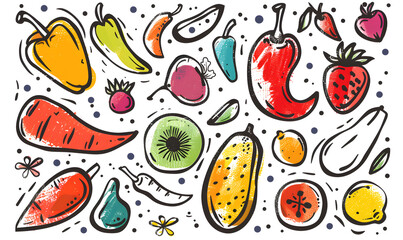 vegetable and fruits photo or illustrator on white background