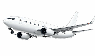 Obraz premium White passenger airplane taking off.