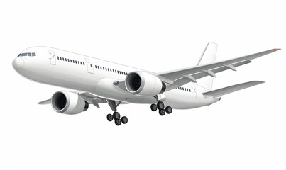 Obraz premium White passenger airplane flying in the sky.