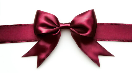 Luxurious Burgundy Satin Ribbon Bow on White Surface