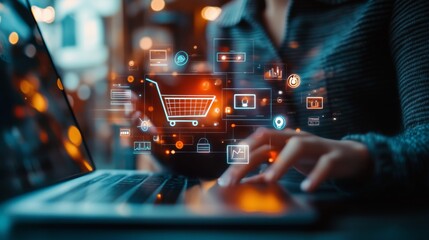 omni channel technology of online retail business, multichannel marketing on social media network platform offer service of internet payment channel, online retail shopping and omni digital 