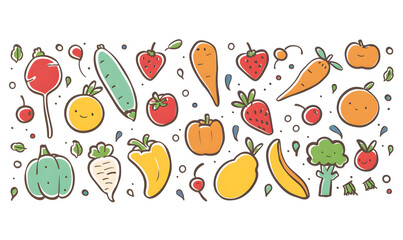 vegetable and fruits photo or illustrator on white background