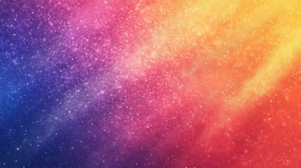 Naklejka premium A vibrant gradient showcasing shades of purple, orange, and blue, speckled with shimmering stars.