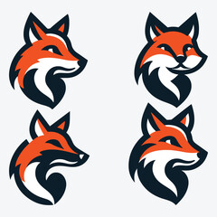 Fototapeta premium Modern Fox Logo Silhouette Bundle Clip Art Vector Illustration