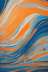 Abstract Painting in Orange and Blue Colors. Generative AI.