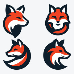 Obraz premium Modern Fox Logo Silhouette Bundle Clip Art Vector Illustration