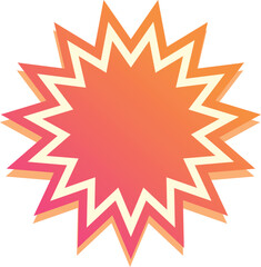 Bright orange star shape with a gradient effect is shining on a white background