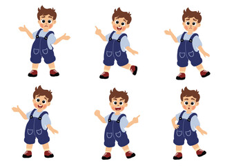 Cute little boy in various expressions and movement sets