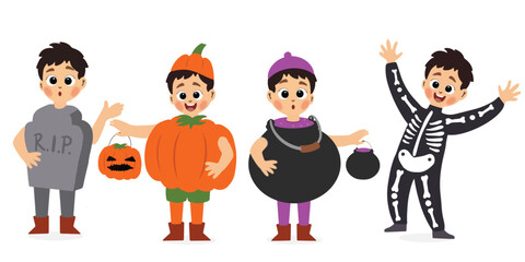 happy cute little boy wearing halloween costume