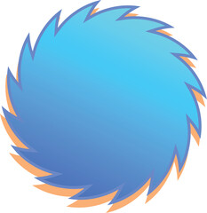 Blue saw blade rotating at high speed with motion blur effect