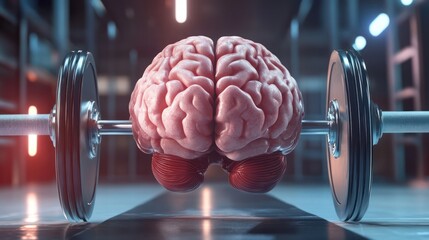 A creative blend of a brain and dumbbells symbolizes strength in mental fitness.