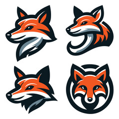 Obraz premium Modern Fox Logo Silhouette Bundle Clip Art Vector Illustration