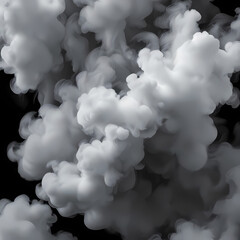 Naklejka premium Steam, smoke, vapor isolated on black background. Smoke steam spray, abstract vaporing water, texture of cold mist, hot vapor, fog effect closeup, black screen. Hot food, drink. Overlay using