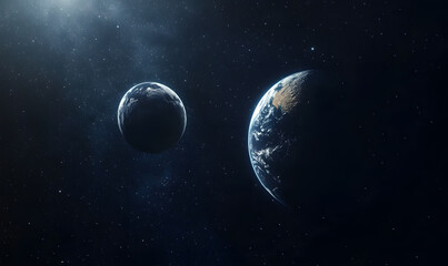 Fototapeta premium graphics of space, planets, and astronauts on a white background.