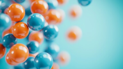 Vibrant Spheres Amidst Minimalism, a closeup of striking orange and blue spheres set against a clean, simple background, emphasizing color harmony and open space