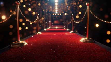 red carpet event with string lights creating an elegant atmosphere.