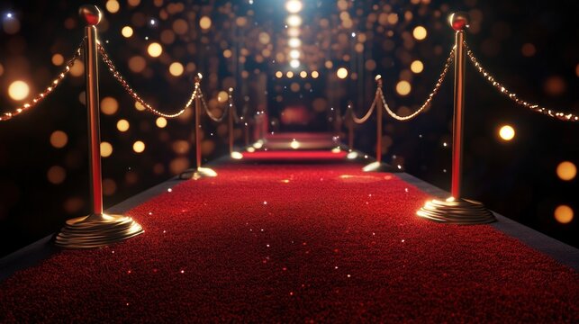 red carpet event with string lights creating an elegant atmosphere.