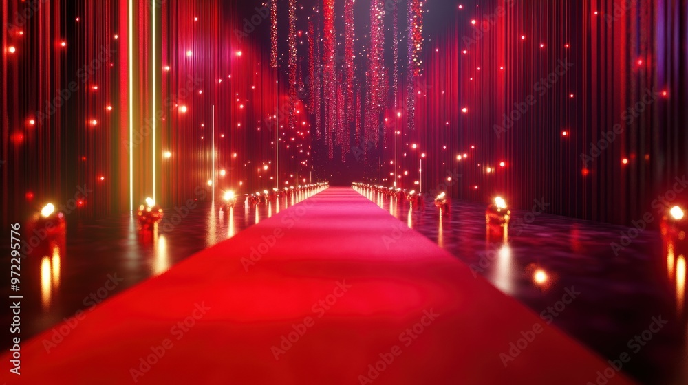 Canvas Prints red carpet event with string lights creating an elegant atmosphere.