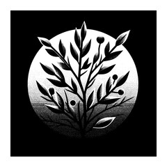 branch and leaf compositions black and white design