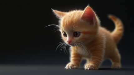 Obraz premium A curious orange tabby kitten exploring its surroundings with big, bright eyes.