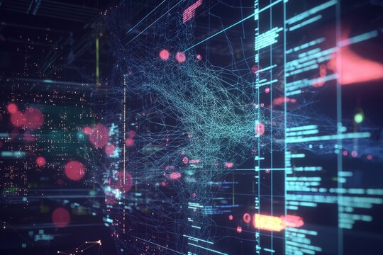 A visualization of a machine learning model deployment with predictions being made on new data. The environment, Generative AI