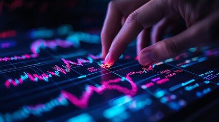 Fototapeta premium Man pen touch forex diagrams and stock market data with dashboard