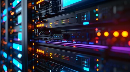 Fototapeta premium Close-up of a Server Rack in a Data Center