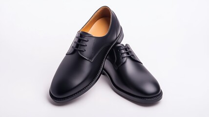 black leather shoe with a classic design, perfect for formal events and everyday wear.