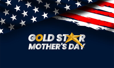 Gold Star Mother’s Day with US flag , vector banner design