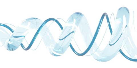 Abstract glass wavy shape. Blue curved surface