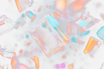 Sleek Glass Parallelogram Shapes on Transparent Background