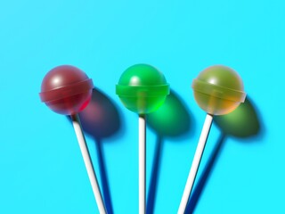 Colorful sweet lollipops set. Round candy